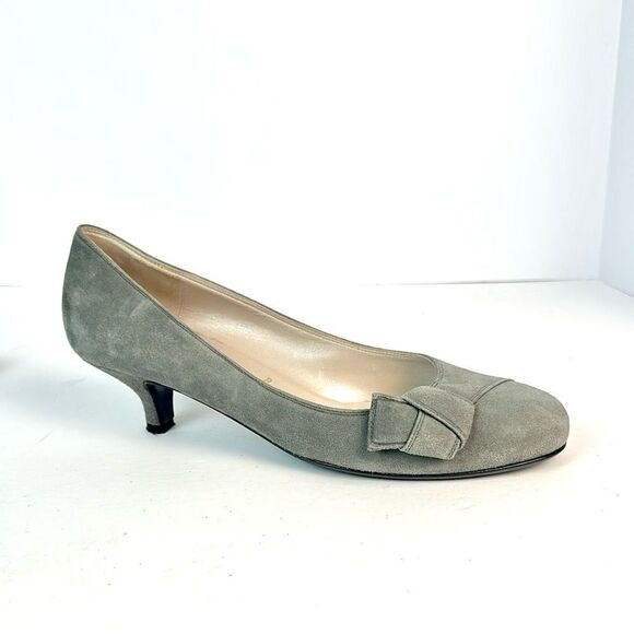 Bruno Magli Gray Suede Kitten Heels Pumps Italy US 9 - Picture 2 of 13